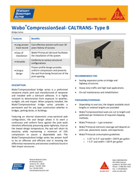 Wabo Compression Seal Bridge CALTRANS Data Sheet Cover