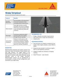 Wabo Strip Seal Data Sheet Cover