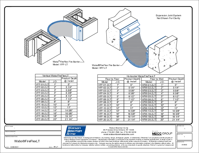 Wabo®FireFlex LT (HFF-LT, HFW-LT, VFF-LT) CAD Detail Cover