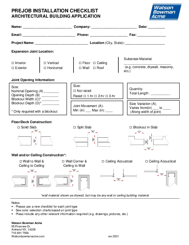 Architectural/Building Pre-job Survey Cover