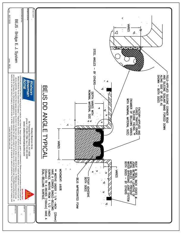 BEJS DD ANGLE TYPICAL Bridge Expansion Joints Deck to Deck in Metal Angles Layout1 1 Cover