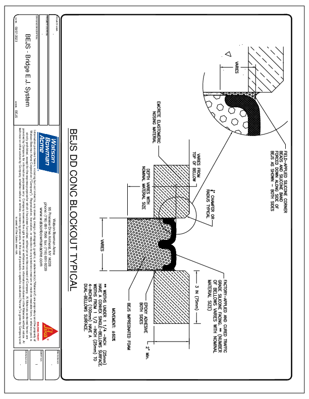 BEJS DD CONC BKT EMCRETE TYPICAL Bridge Expansion Joint System Deck to Deck i Cover