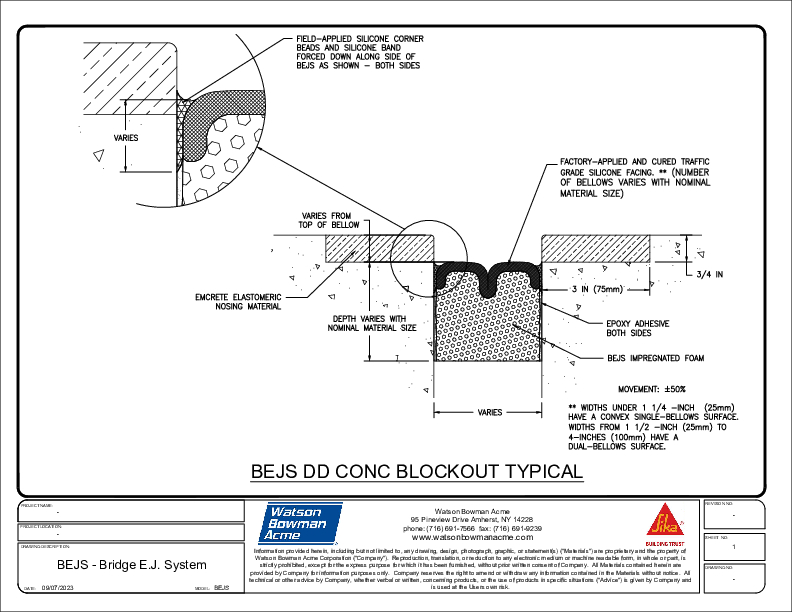 BEJS DD CONC BKT EMCRETE TYPICAL Bridge Expansion Joint System Deck to Deck in Block Out pdf Cover