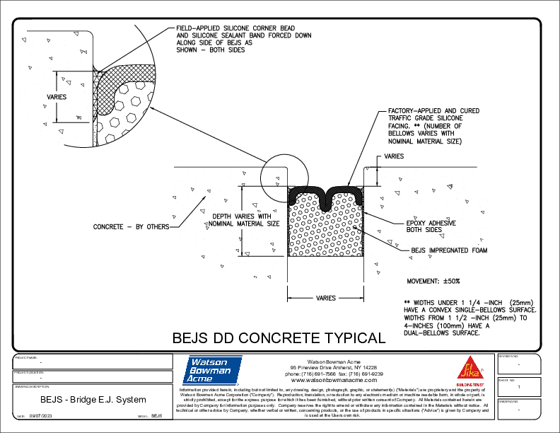 BEJS DD CONC TYPICAL Bridge Expansion Joint System Deck to Deck in Concrete PDF Cover