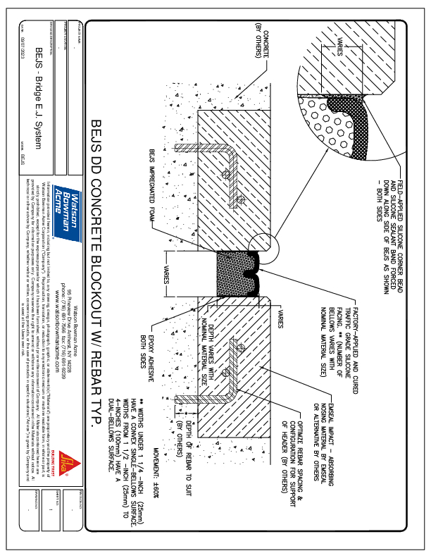 BEJS DD EMCRETE IN REBAR SOLID SLAB TYPICAL Bridge Expansion Joint System Dec Cover