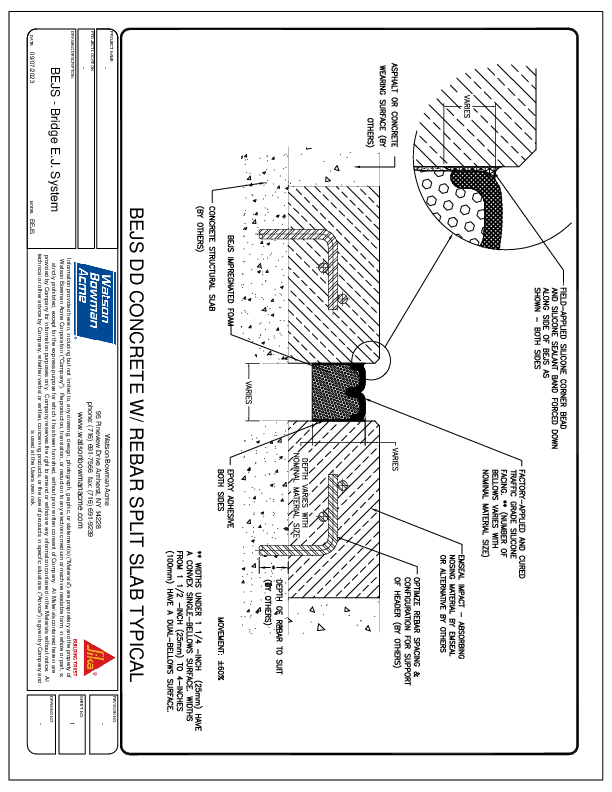 BEJS DD EMCRETE IN REBAR SPLIT SLAB TYPICAL Bridge Expansion Joint System Dec Cover