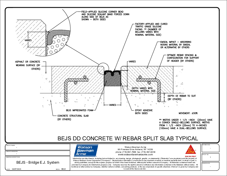 BEJS DD EMCRETE IN REBAR SPLIT SLAB TYPICAL Bridge Expansion Joint System Deck to Deck PDF Cover