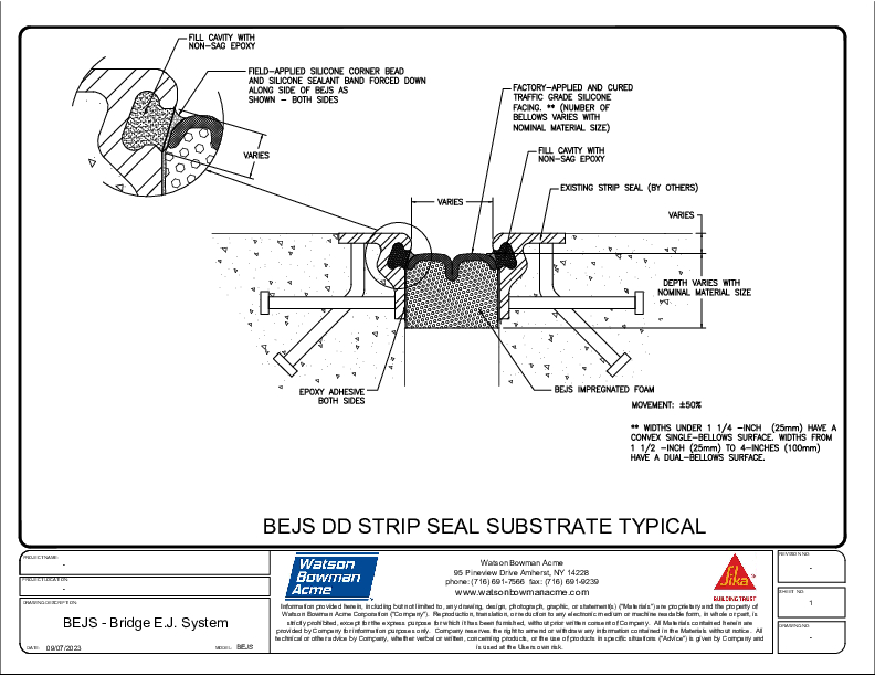 BEJS DD STRIP SEAL SUBSTRATE TYPICAL Bridge Expansion Joint System Deck to Deck in Strip Steel Substrates PDF Cover
