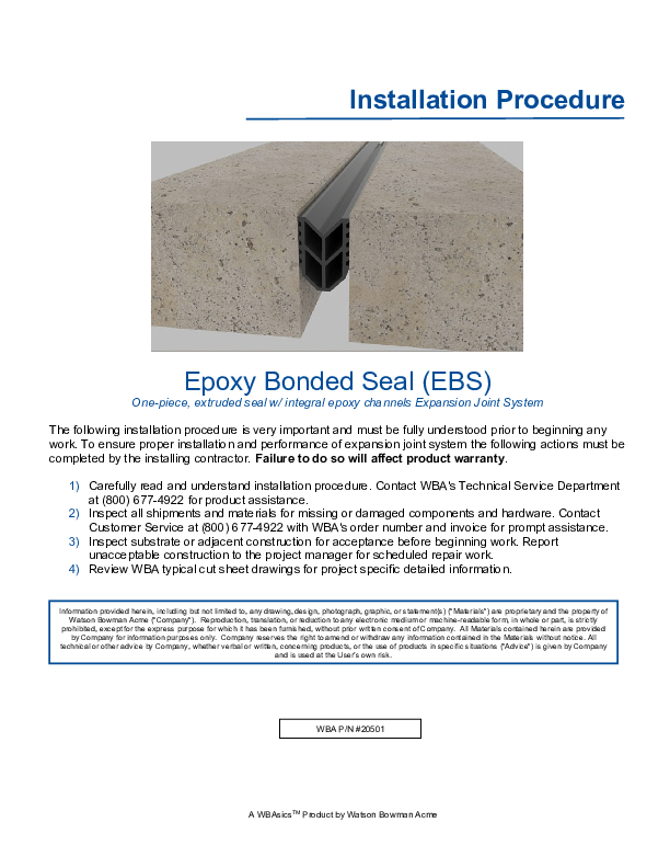 WBAsics®Epoxy Bonded Seal Installation Procedure Cover