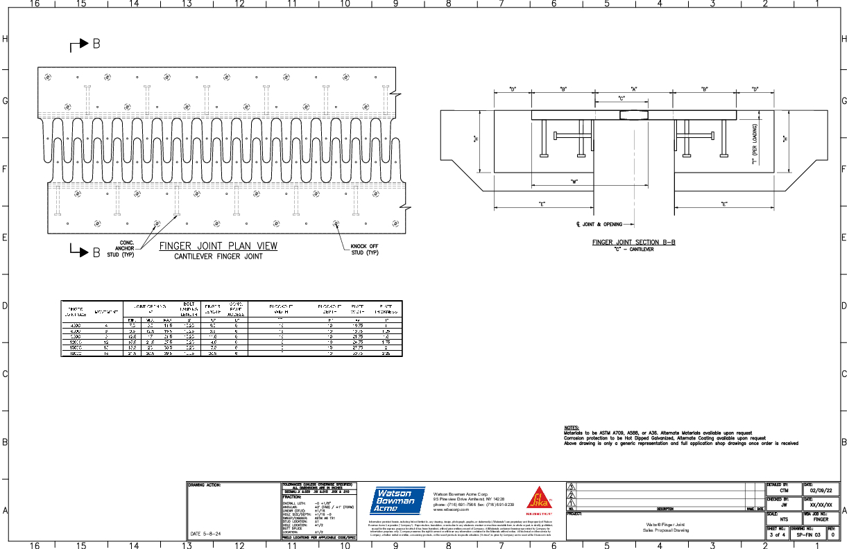 Wabo Finger Joint CAD Detail- BASE FINGER Cover