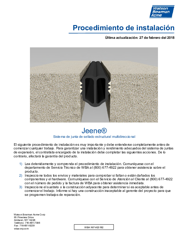Jeene® (W, FW) Install US Spanish Cover