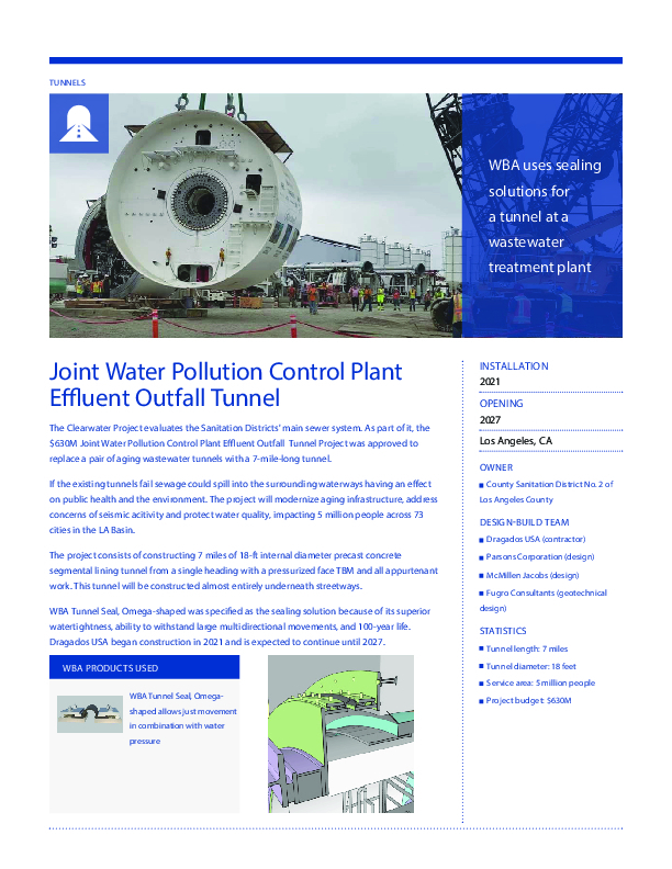 Joint Water Pollution Control Plant Effluent Outfall Tunnel Cover