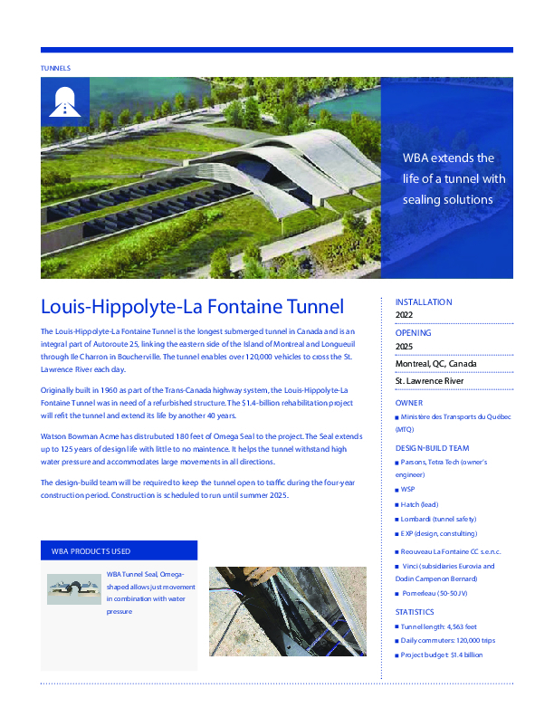Louis Hippolyte La Fontaine Tunnel Project Cover