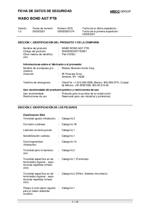 MX SDS for WABO BOND PTB ES Part 1933 J Cover