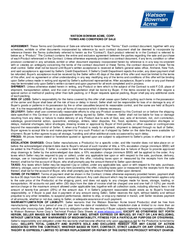 WBA Standard Terms & Conditions Cover