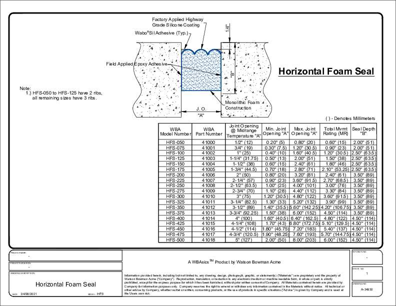 WBAsics®HoriziontalFoamSeal CAD Detail Cover