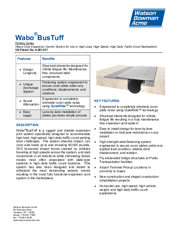 Wabo®BusTuff (BTS) Technical Data Sheet Cover