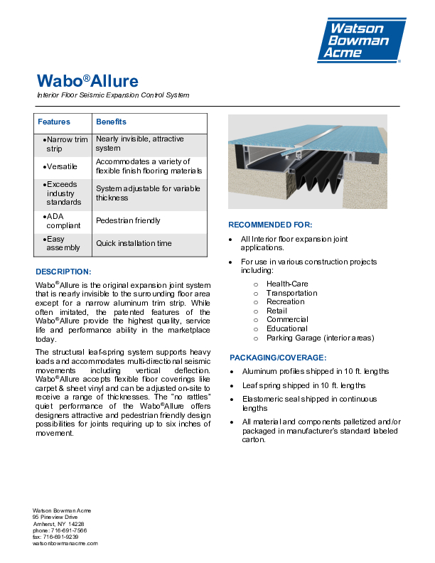 Wabo®Allure (AFJ) Technical Data Sheet Cover
