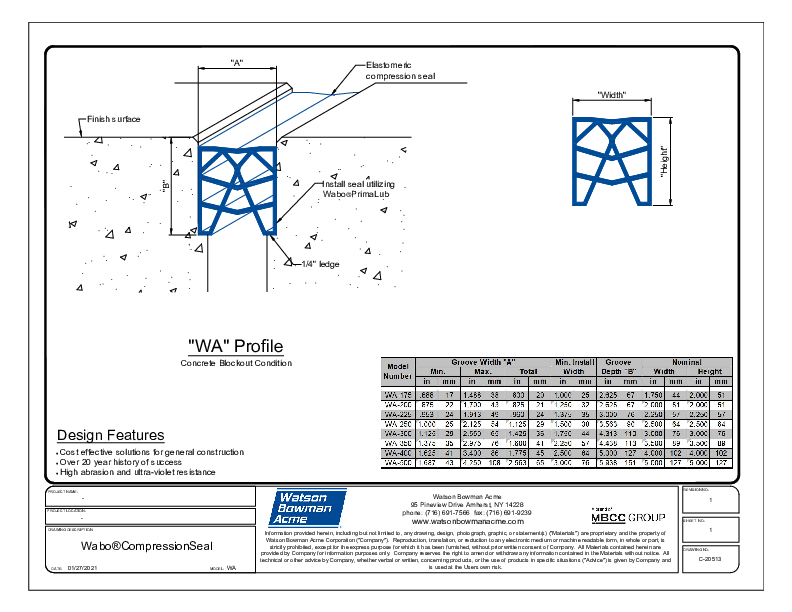 Wabo®CompressionSeal (WA 175-500) CAD Detail Cover