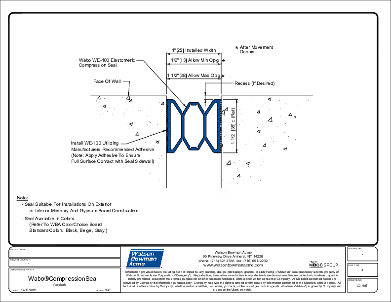 Wabo®CompressionSeal Wall (WE-100) CAD Detail Cover