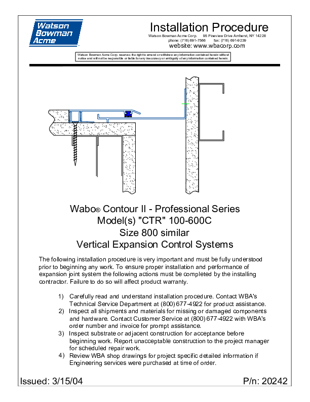 Wabo®ContourII (CTR-100C-600C) Installation Procedure Cover