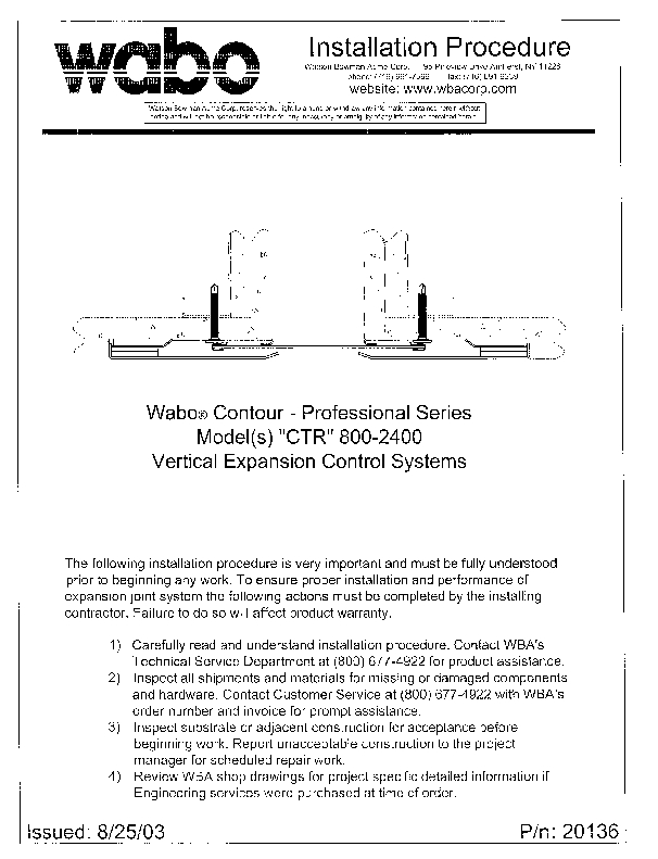 Wabo®ContourII (CTR-800-2400) Installation Procedure Cover