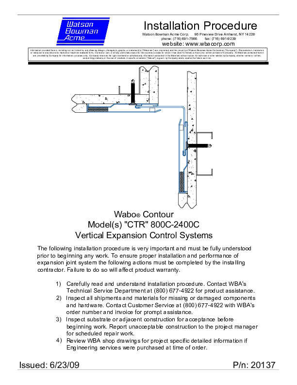 Wabo®ContourII (CTR-800C-2400C) Installation Procedure Cover