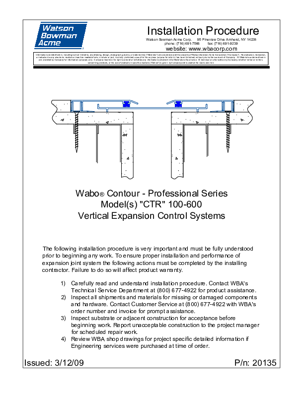 Wabo®ContourII (CTR-100-600) Installation Procedure Cover