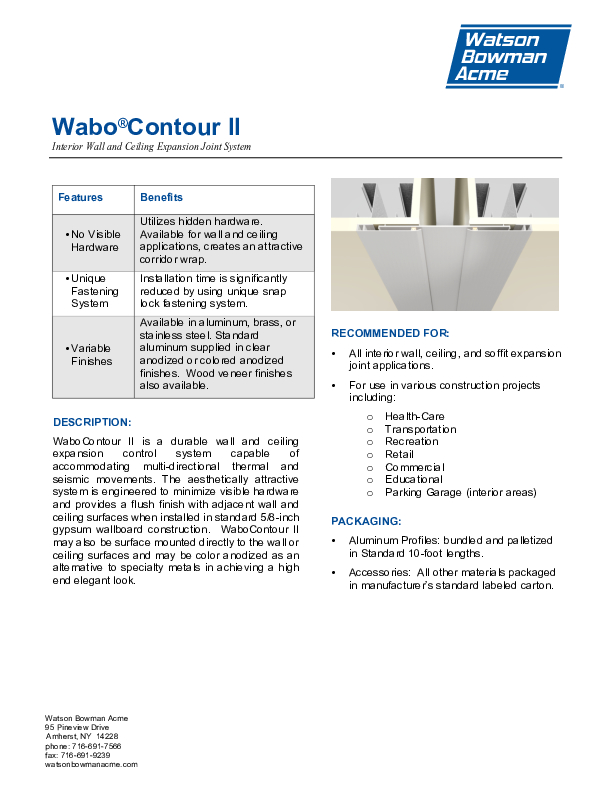 Wabo®Contour II (CTR) Technical Data Sheet Cover