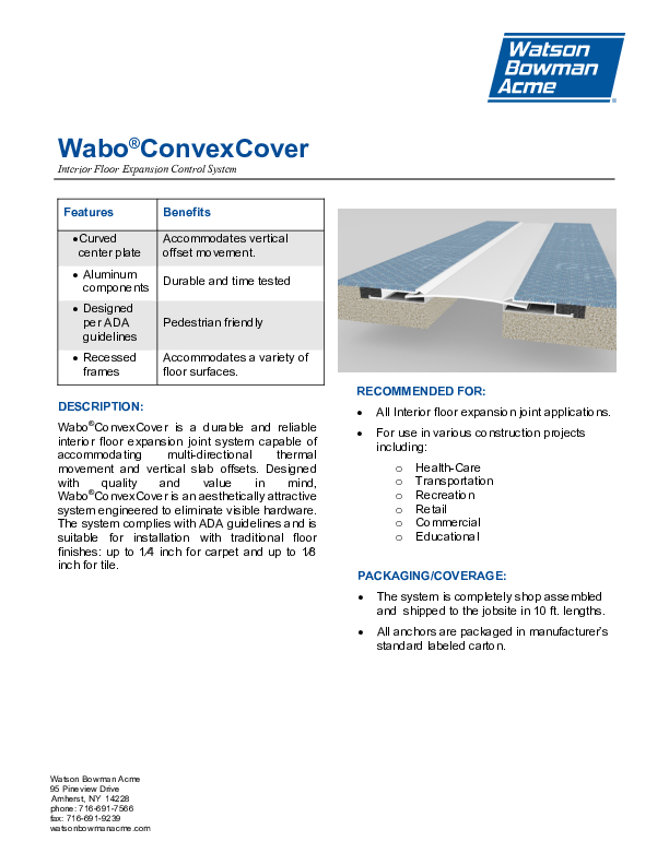 Wabo®ConvexCover (CCF, CCS) Technical Data Sheet Cover