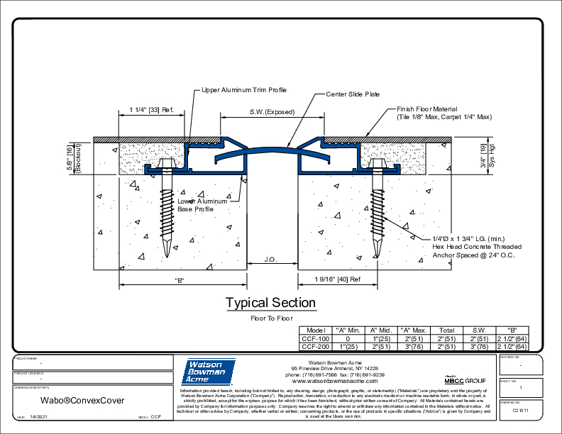 Wabo®ConvexCover (CCF-100-200) CAD Detail Cover