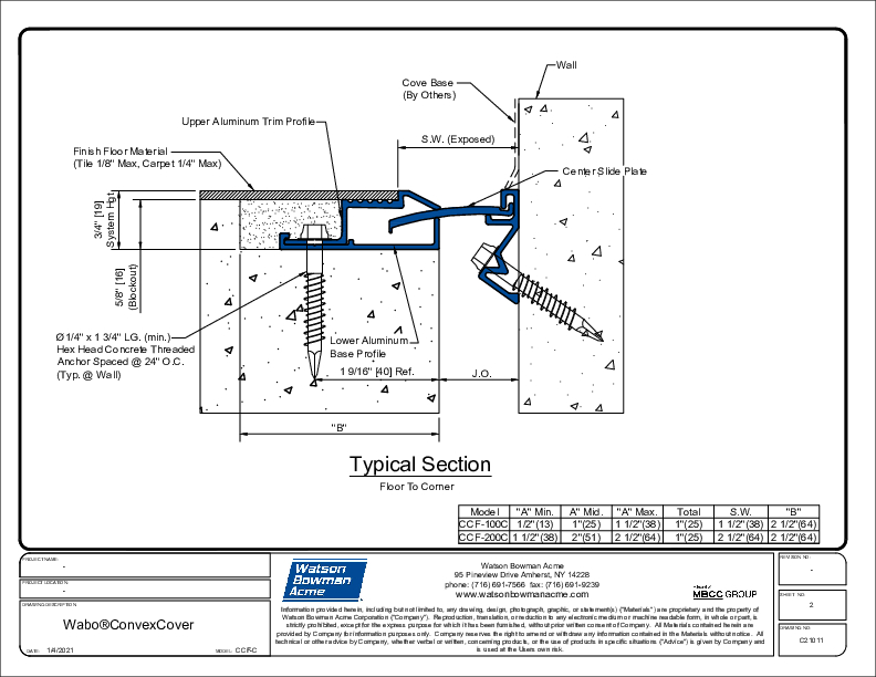 Wabo®ConvexCover (CCF-100C-200C) CAD Detail Cover