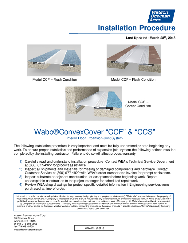 Wabo®ConvexCover (CCF, CCS) Installation Procedure Cover