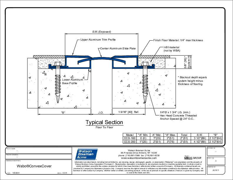 Wabo®ConvexCover (CCS-100-200) CAD Detail Cover