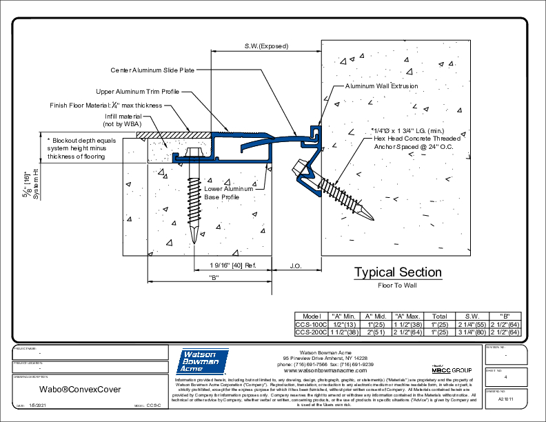 Wabo®ConvexCover (CCS-100C-200C) CAD Detail Cover