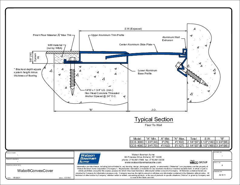 Wabo®ConvexCover (CCS-300C-400C) CAD Detail Cover