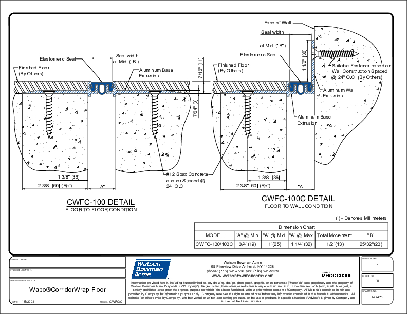 Wabo®CorridorWrap Floor (CWFC-100/100C) CAD Detail Cover