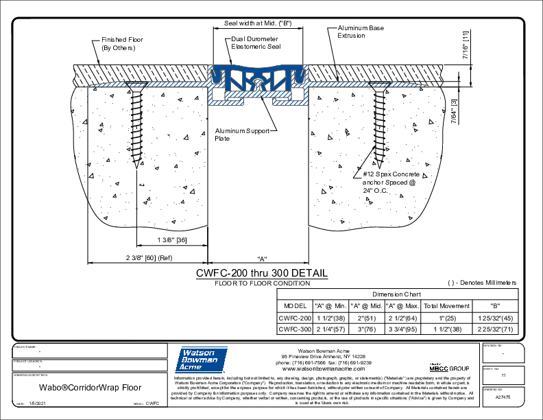 Wabo®CorridorWrap Floor (CWFC-200-300) CAD Detail Cover