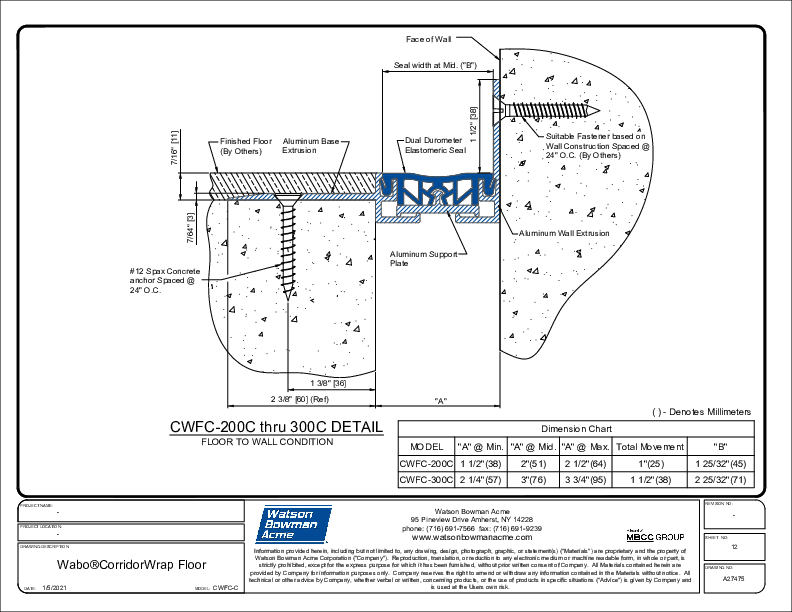 Wabo®CorridorWrap Floor (CWFC-200C-300C) CAD Detail Cover