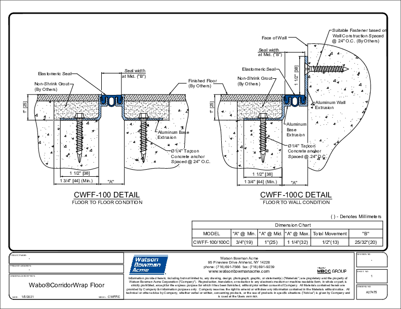 Wabo®CorridorWrap Floor (CWFF-100/100C) CAD Detail Cover