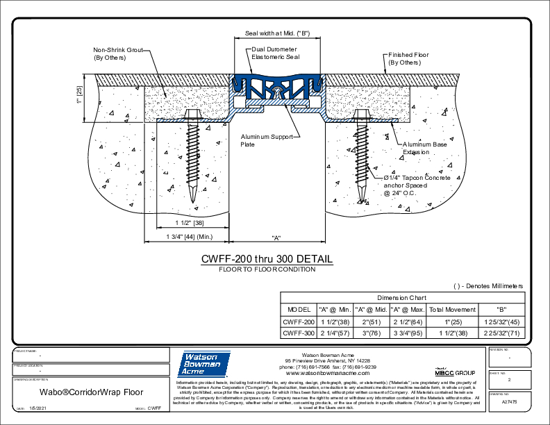 Wabo®CorridorWrap Floor (CWFF-200-300) CAD Detail Cover