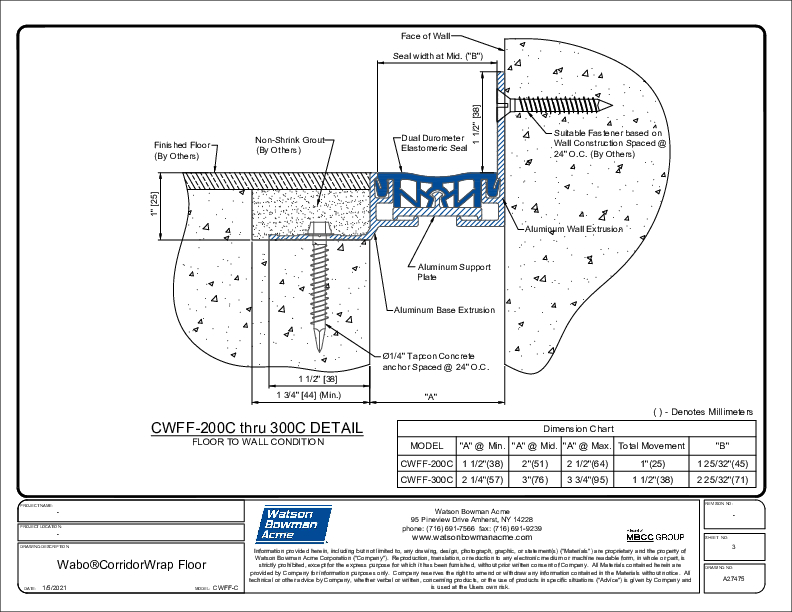 Wabo®CorridorWrap Floor (CWFF-200C-300C) CAD Detail Cover