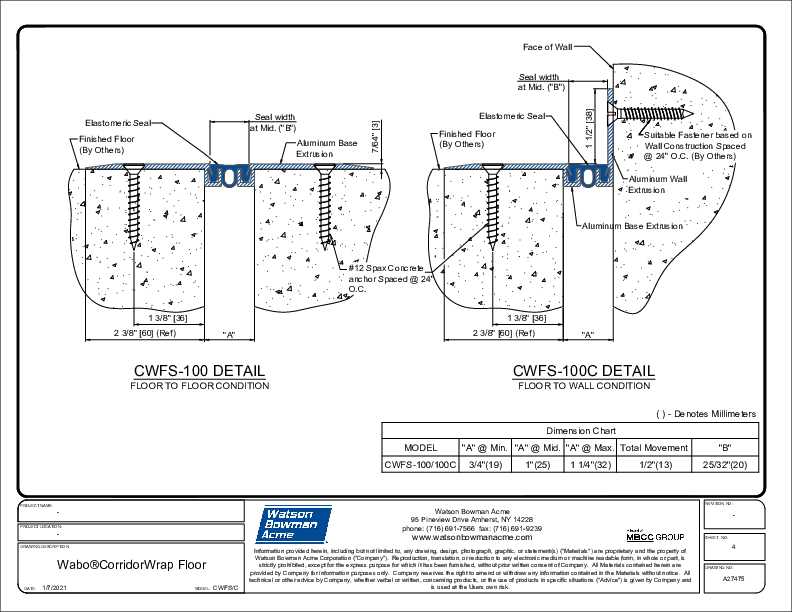 Wabo®CorridorWrap Floor (CWFS-100/100C) CAD Detail Cover