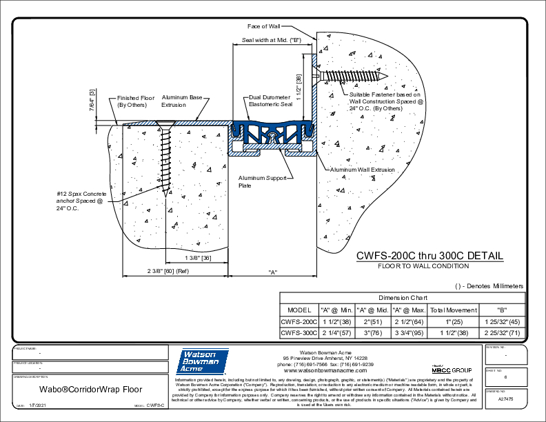 Wabo®CorridorWrap Floor (CWFS-200C-300C) CAD Detail Cover