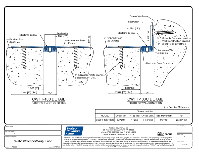 Wabo®CorridorWrap Floor (CWFT-100/100C) CAD Detail Cover