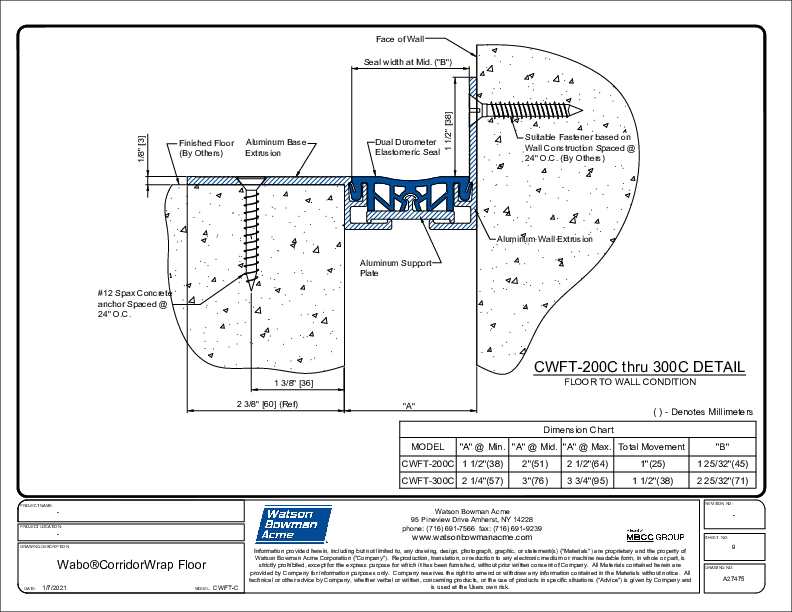 Wabo®CorridorWrap Floor (CWFT-200C-300C) CAD Detail Cover