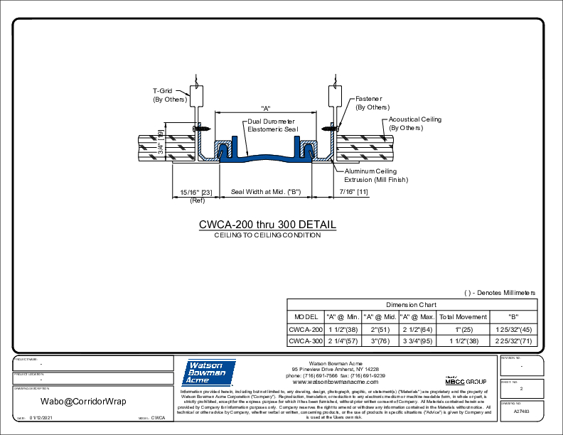 Wabo®CorridorWrap Wall & Ceiling (CWCA-200-300) CAD Detail Cover