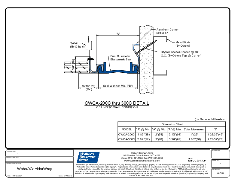 Wabo®CorridorWrap Wall & Ceiling (CWCA-200C-300C) CAD Detail Cover