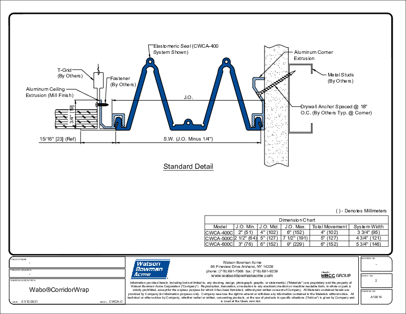 Wabo®CorridorWrap Wall & Ceiling (CWCA-400C-600C) CAD Detail Cover