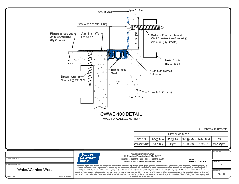 Wabo®CorridorWrap Wall & Ceiling (CWWE-100) CAD Detail Cover